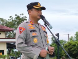 Kapolres Bangka Barat Himbau Anggotanya Gunakan Masker Pada Saat Apel Jam Pimpinan