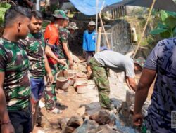 TMMD ke-121 Kodim 0508/Depok Kerjakan Turap Penahan Longsor